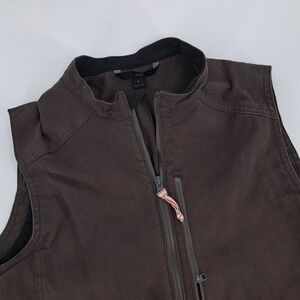 1620 Workwear Cordura Canvas Vest Mens Small Cotton Spandex Brown Full Zip USA